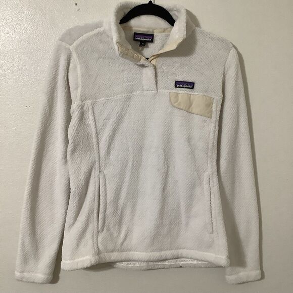Patagonia Snap T Re-Tool Polartec Fleece Cream Off White Pullover Jacket Small - Picture 1 of 11